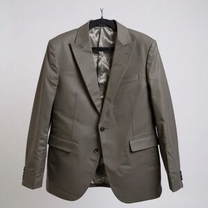 Mens Black Single-Breasted Blazer‎ with Gold Button Details NWOT 34